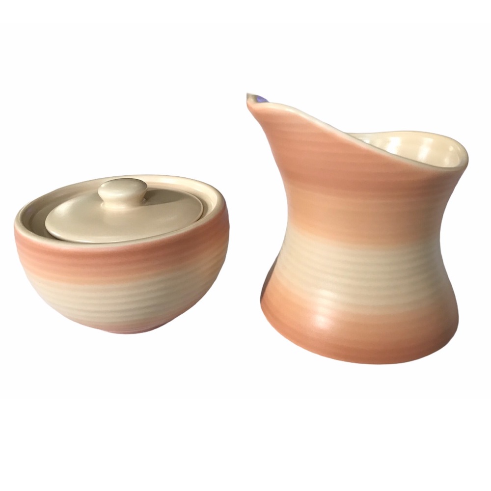 Vintage Pfaltzgraff Cream & Sugar Set Ombre Light Peach Color